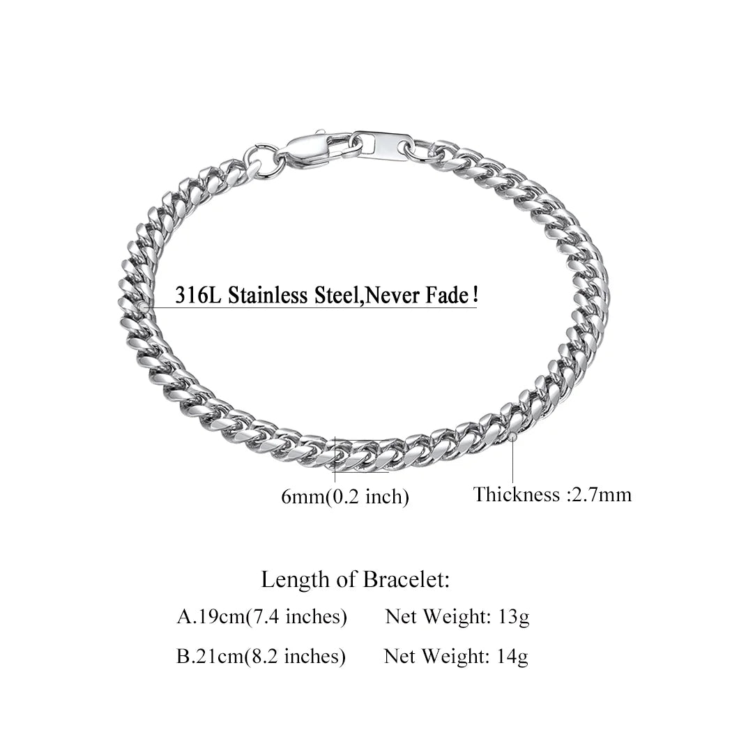 Cuban Steel Chain Bracelet 